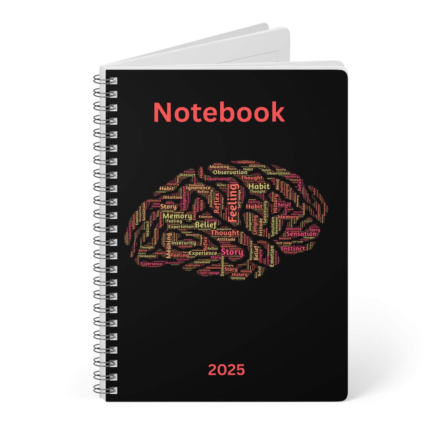 Inspirational A5 Wirobound Notebook - 2025 Brain Design for Creativity & Journaling