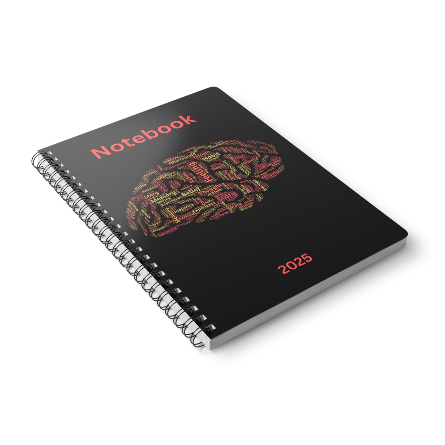 Inspirational A5 Wirobound Notebook - 2025 Brain Design for Creativity & Journaling