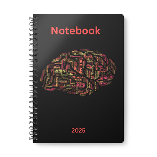 Inspirational A5 Wirobound Notebook - 2025 Brain Design for Creativity & Journaling